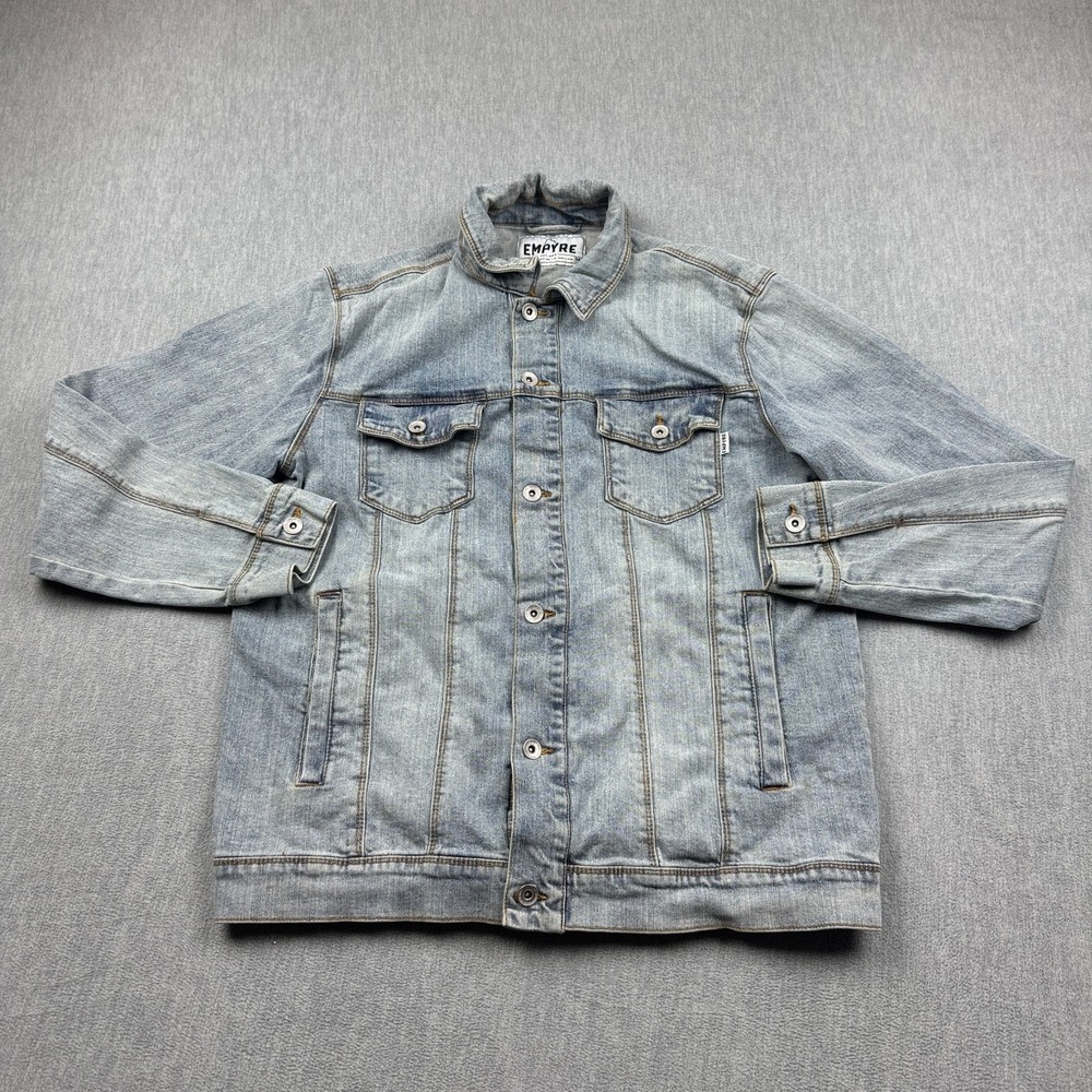 Empyre Denim Jacket Mens Medium Blue Light Wash Streetwear Skater Button Coat